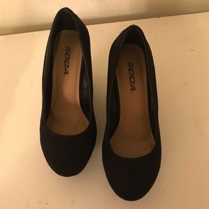 4inch black wedges with soft suede material